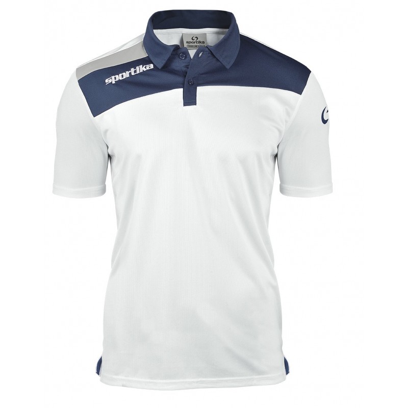 Tricou polo Brest, Alb Bleumarin